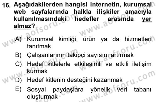 Sosyal Hizmet Yönetimi Dersi 2024 - 2025 Yılı (Vize) Ara Sınav Soruları 16. Soru