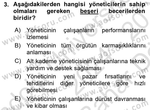 Sosyal Hizmet Yönetimi Dersi 2024 - 2025 Yılı (Vize) Ara Sınav Soruları 3. Soru