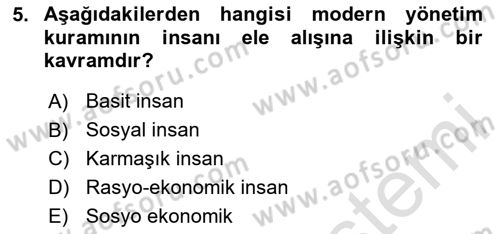 Sosyal Hizmet Yönetimi Dersi 2024 - 2025 Yılı (Vize) Ara Sınav Soruları 5. Soru
