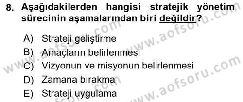 Sosyal Hizmet Yönetimi Dersi 2024 - 2025 Yılı (Vize) Ara Sınav Soruları 8. Soru