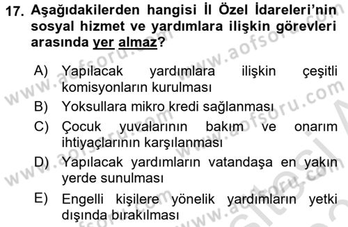 Sosyal Hizmet Yönetimi Dersi 2024 - 2025 Yılı (Final) Dönem Sonu Sınav Soruları 17. Soru