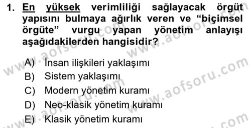 Sosyal Hizmet Yönetimi Dersi 2025 - 2026 Yılı (Vize) Ara Sınav Soruları 1. Soru