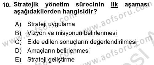 Sosyal Hizmet Yönetimi Dersi 2025 - 2026 Yılı (Vize) Ara Sınav Soruları 10. Soru