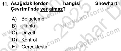 Sosyal Hizmet Yönetimi Dersi 2025 - 2026 Yılı (Vize) Ara Sınav Soruları 11. Soru