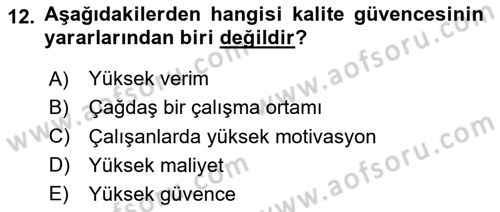 Sosyal Hizmet Yönetimi Dersi 2025 - 2026 Yılı (Vize) Ara Sınav Soruları 12. Soru