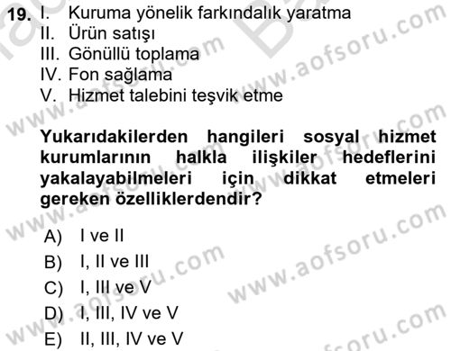 Sosyal Hizmet Yönetimi Dersi 2025 - 2026 Yılı (Vize) Ara Sınav Soruları 19. Soru