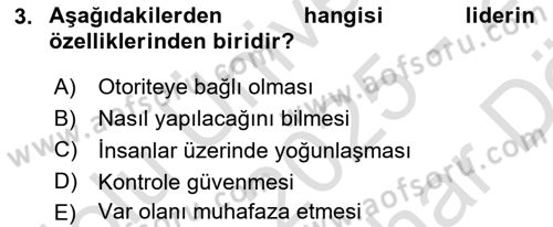 Sosyal Hizmet Yönetimi Dersi 2025 - 2026 Yılı (Vize) Ara Sınav Soruları 3. Soru
