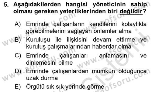 Sosyal Hizmet Yönetimi Dersi 2025 - 2026 Yılı (Vize) Ara Sınav Soruları 5. Soru