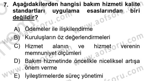 Sosyal Hizmet Yönetimi Dersi 2025 - 2026 Yılı (Vize) Ara Sınav Soruları 7. Soru