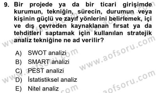 Sosyal Hizmet Yönetimi Dersi 2025 - 2026 Yılı (Vize) Ara Sınav Soruları 9. Soru