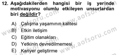 Sosyal Hizmet Yönetimi Dersi 2025 - 2026 Yılı (Final) Dönem Sonu Sınav Soruları 12. Soru