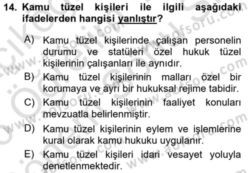 Sosyal Hizmet Yönetimi Dersi 2025 - 2026 Yılı (Final) Dönem Sonu Sınav Soruları 14. Soru
