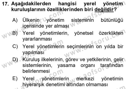 Sosyal Hizmet Yönetimi Dersi 2025 - 2026 Yılı (Final) Dönem Sonu Sınav Soruları 17. Soru