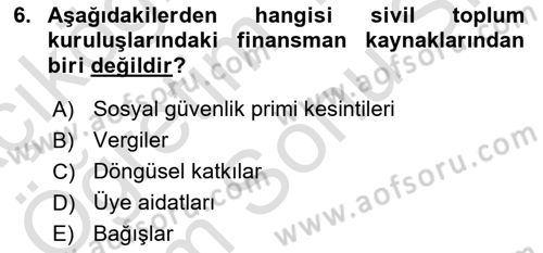Sosyal Hizmet Yönetimi Dersi 2025 - 2026 Yılı (Final) Dönem Sonu Sınav Soruları 6. Soru