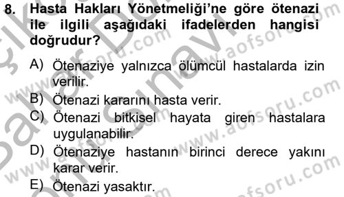 Sosyal Hizmet Mevzuatı Dersi 2012 - 2013 Yılı (Final) Dönem Sonu Sınav Soruları 8. Soru