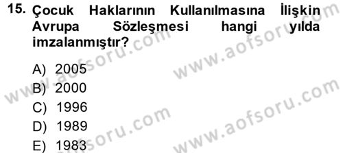 Sosyal Hizmet Mevzuatı Dersi 2013 - 2014 Yılı (Vize) Ara Sınav Soruları 15. Soru