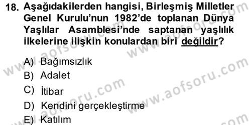 Sosyal Hizmet Mevzuatı Dersi 2013 - 2014 Yılı (Vize) Ara Sınav Soruları 18. Soru