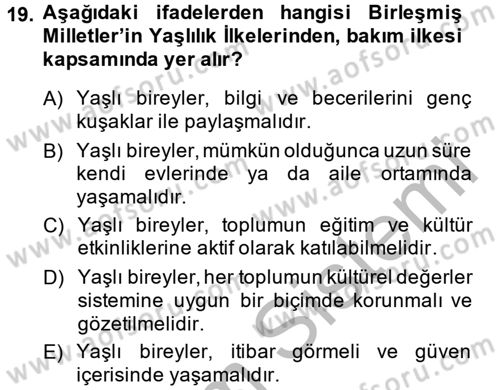 Sosyal Hizmet Mevzuatı Dersi 2013 - 2014 Yılı (Vize) Ara Sınav Soruları 19. Soru