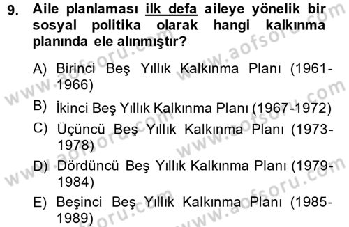 Sosyal Hizmet Mevzuatı Dersi 2013 - 2014 Yılı (Vize) Ara Sınav Soruları 9. Soru