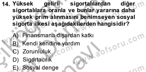 Sosyal Hizmet Mevzuatı Dersi 2013 - 2014 Yılı (Final) Dönem Sonu Sınav Soruları 14. Soru