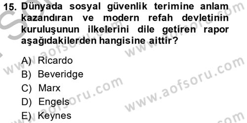 Sosyal Hizmet Mevzuatı Dersi 2013 - 2014 Yılı (Final) Dönem Sonu Sınav Soruları 15. Soru