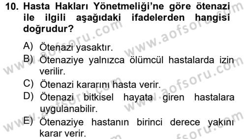 Sosyal Hizmet Mevzuatı Dersi 2013 - 2014 Yılı Tek Ders Sınav Soruları 10. Soru