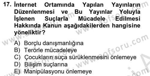 Sosyal Hizmet Mevzuatı Dersi 2013 - 2014 Yılı Tek Ders Sınav Soruları 17. Soru