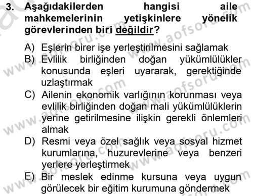 Sosyal Hizmet Mevzuatı Dersi 2013 - 2014 Yılı Tek Ders Sınav Soruları 3. Soru