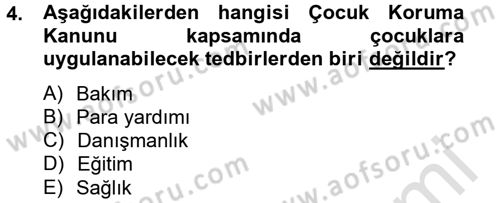 Sosyal Hizmet Mevzuatı Dersi 2013 - 2014 Yılı Tek Ders Sınav Soruları 4. Soru