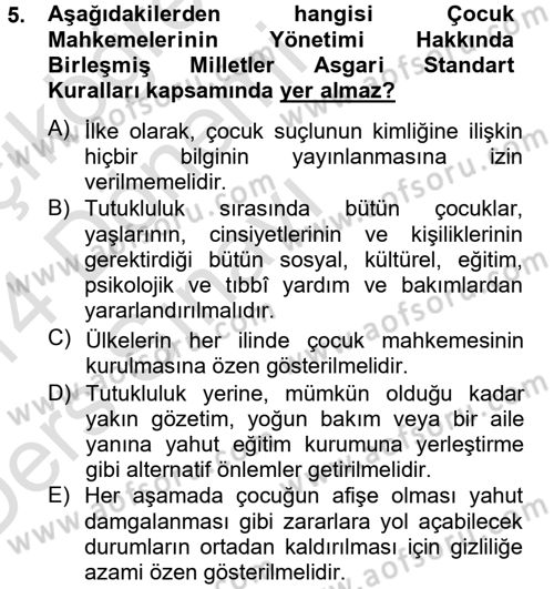 Sosyal Hizmet Mevzuatı Dersi 2013 - 2014 Yılı Tek Ders Sınav Soruları 5. Soru