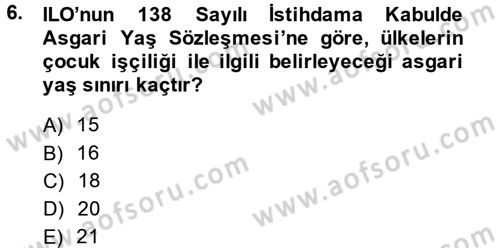 Sosyal Hizmet Mevzuatı Dersi 2013 - 2014 Yılı Tek Ders Sınav Soruları 6. Soru