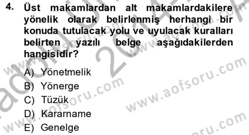 Sosyal Hizmet Mevzuatı Dersi 2014 - 2015 Yılı (Vize) Ara Sınav Soruları 4. Soru