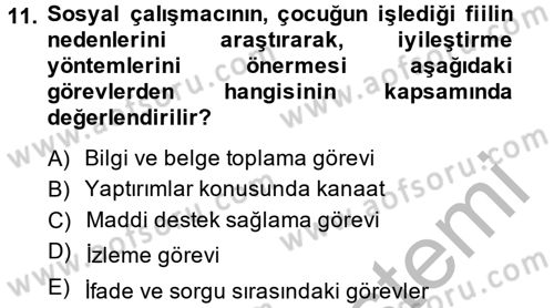 Sosyal Hizmet Mevzuatı Dersi 2014 - 2015 Yılı (Final) Dönem Sonu Sınav Soruları 11. Soru