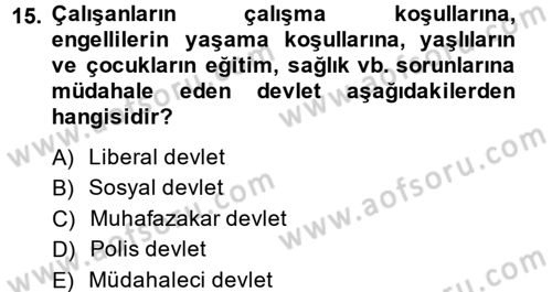 Sosyal Hizmet Mevzuatı Dersi 2014 - 2015 Yılı (Final) Dönem Sonu Sınav Soruları 15. Soru