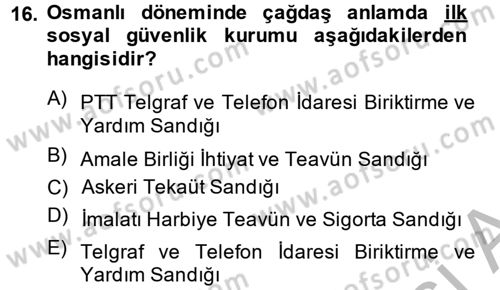 Sosyal Hizmet Mevzuatı Dersi 2014 - 2015 Yılı (Final) Dönem Sonu Sınav Soruları 16. Soru