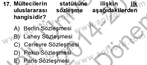 Sosyal Hizmet Mevzuatı Dersi 2014 - 2015 Yılı (Final) Dönem Sonu Sınav Soruları 17. Soru