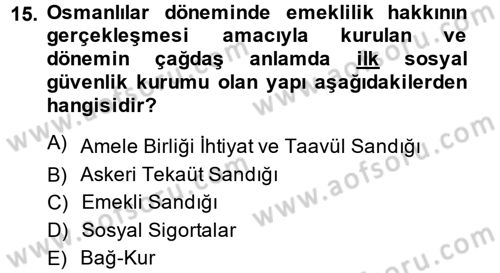 Sosyal Hizmet Mevzuatı Dersi 2014 - 2015 Yılı Tek Ders Sınav Soruları 15. Soru