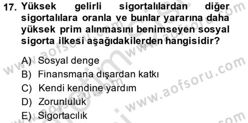 Sosyal Hizmet Mevzuatı Dersi 2014 - 2015 Yılı Tek Ders Sınav Soruları 17. Soru
