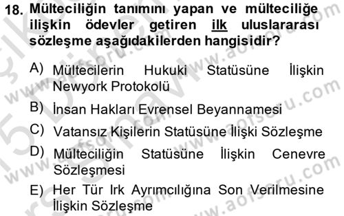 Sosyal Hizmet Mevzuatı Dersi 2014 - 2015 Yılı Tek Ders Sınav Soruları 18. Soru
