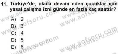 Sosyal Hizmet Mevzuatı Dersi 2015 - 2016 Yılı (Vize) Ara Sınav Soruları 11. Soru