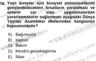 Sosyal Hizmet Mevzuatı Dersi 2015 - 2016 Yılı (Vize) Ara Sınav Soruları 18. Soru