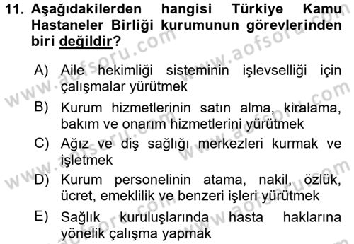 Sosyal Hizmet Mevzuatı Dersi 2015 - 2016 Yılı (Final) Dönem Sonu Sınav Soruları 11. Soru