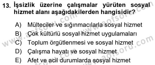 Sosyal Hizmet Mevzuatı Dersi 2015 - 2016 Yılı (Final) Dönem Sonu Sınav Soruları 13. Soru