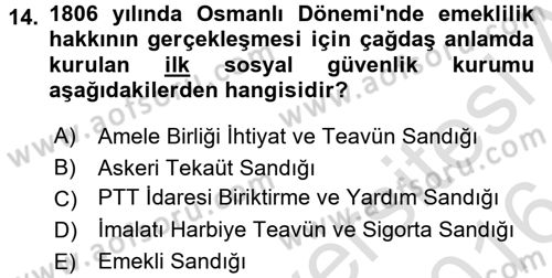 Sosyal Hizmet Mevzuatı Dersi 2015 - 2016 Yılı (Final) Dönem Sonu Sınav Soruları 14. Soru