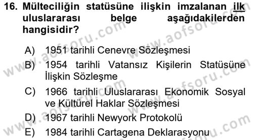 Sosyal Hizmet Mevzuatı Dersi 2015 - 2016 Yılı (Final) Dönem Sonu Sınav Soruları 16. Soru