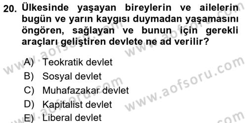 Sosyal Hizmet Mevzuatı Dersi 2015 - 2016 Yılı (Final) Dönem Sonu Sınav Soruları 20. Soru