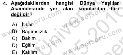 Sosyal Hizmet Mevzuatı Dersi 2015 - 2016 Yılı (Final) Dönem Sonu Sınav Soruları 4. Soru