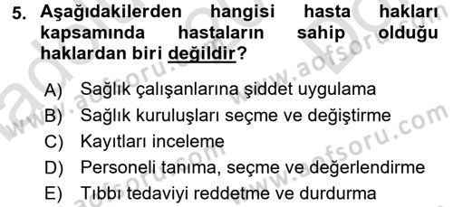 Sosyal Hizmet Mevzuatı Dersi 2015 - 2016 Yılı (Final) Dönem Sonu Sınav Soruları 5. Soru
