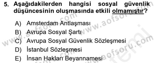 Sosyal Hizmet Mevzuatı Dersi 2015 - 2016 Yılı Tek Ders Sınav Soruları 5. Soru