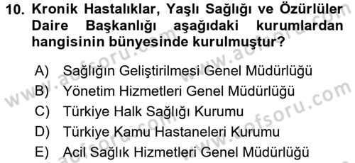 Sosyal Hizmet Mevzuatı Dersi 2016 - 2017 Yılı 3 Ders Sınav Soruları 10. Soru